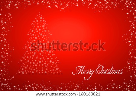 Red background with christmas tree, illustration