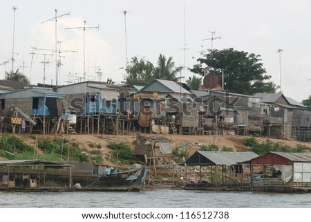 Even in poor shanty towns on the  Mekong river of Vietnam television antennas sprout everywhere