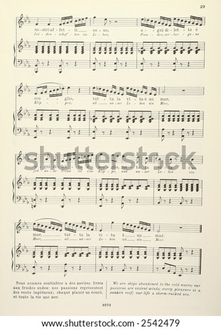 Old musical score - piano and vocals