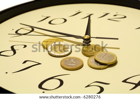 Time and money concept - with euro coins