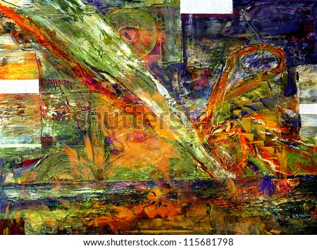 Nice Abstract  Original oil Painting mixed media