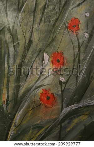 Nice large flower painting with oil and canvas