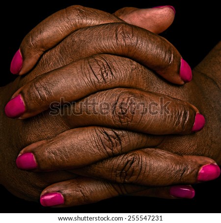 Very Interesting Image of Hands with Pink Fingernails