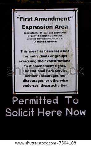 Image of a sign that allows for a gathering for Free Speech