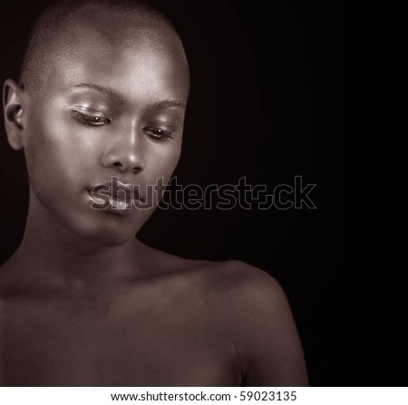 Beautiful Black and white Image of a afro american woman