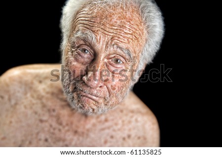 Striking Image of an old man On Black