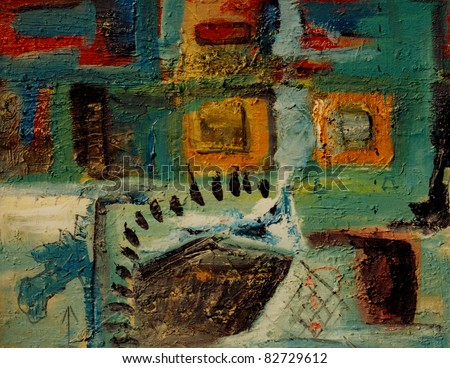 Image of a original Abstract oil  and sand painting On Canvas