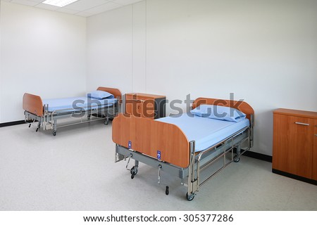 Empty beds in  the Patient room.