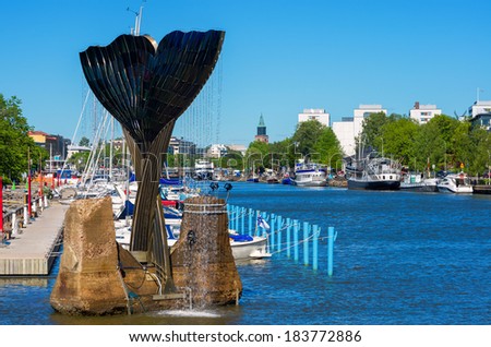 TURKU, FINLAND - JUNE 03, 2011: Whales tail sculpture \