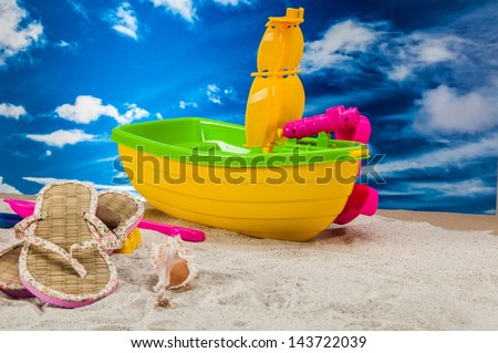 Sunny composition of beach stuff