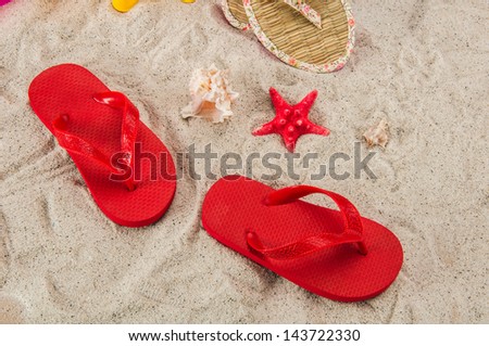 Vivid composition with sand and beach stuff