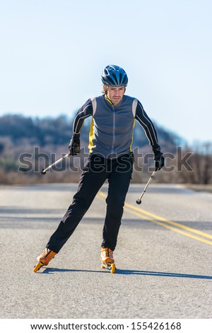 cross-country skiing with roller ski