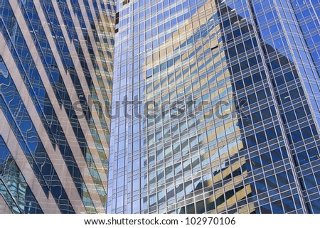 Glass surface of modern Commercial Buildings in Hong Kong