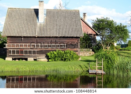 simple village house, sauna, swimming ladder bridges,