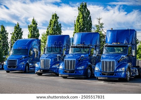 Image, Stock Photo Tractor with trailer standing in front of a white wall