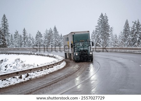 Similar – Image, Stock Photo Trailer in winter with Spree in backlight