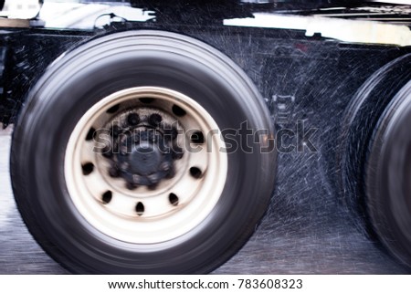 Similar – Image, Stock Photo Tandem trailer with twin tires of a large cattle truck for poultry in the village of Maksudiye near Adapazari in the province of Sakarya in Turkey, photographed in neo-realistic black and white