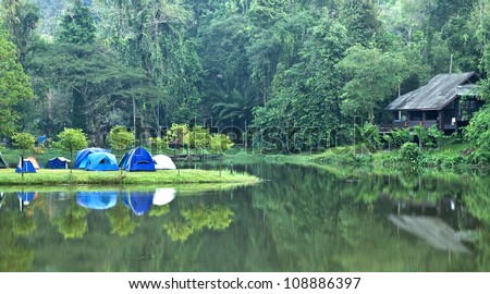 Morning time at camping site in Kichagood National Park, Thailand