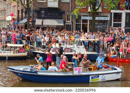 Amsterdam, Netherlands - August 2, 2014: annual event for the protection of human rights and civil equality -  Gay Pride.