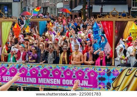 Amsterdam, Netherlands - August 2, 2014: annual event for the protection of human rights and civil equality -  Gay Pride.