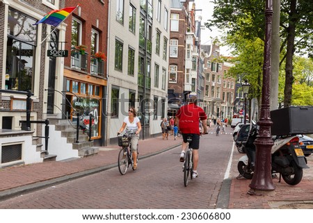 Amsterdam, Netherlands - July 29, 2014: Amsterdam, the city with the largest number of bicycles among residents. About a million bicycles.