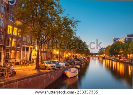 AMSTERDAM,THE NETHERLANDS - July 30, 2014: Canals of Amsterdam. Favorite place for walking and leisure travelers.