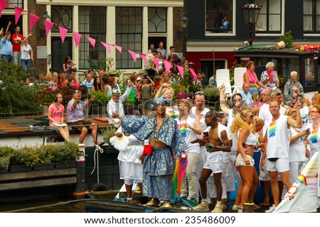 Amsterdam, Netherlands - August 2, 2014: annual event for the protection of human rights and civil equality -  Gay Pride