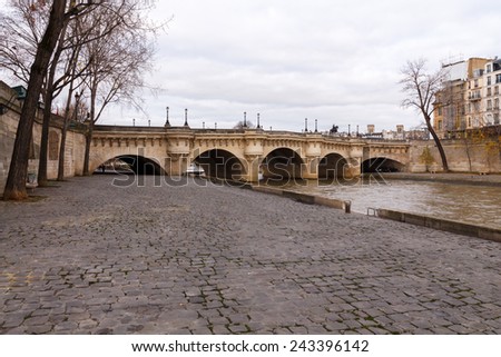 Paris, France - December 20, 2014: Pont de la Concorde, one of the most famous, old, historic bridge in Paris.
