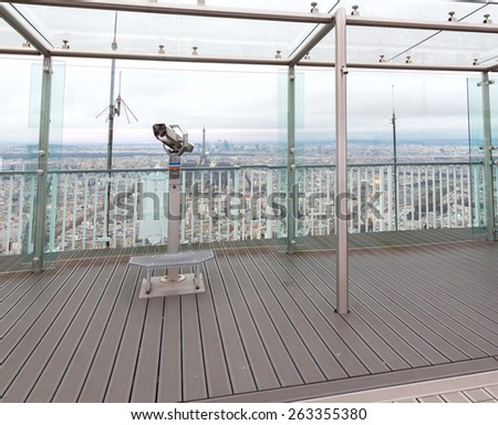 Paris, France - December 22, 2014: The observation deck at the Montparnasse Tower in Paris. One of the most visited attractions in Paris.