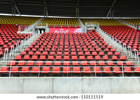 Pathum Thani Thailand Aug8 Empty Seats Of The Thammasat Stadium Before Geam During Thai Premier League Between Insee Police Utd And Scg Muangthong Utd At Thammasat Stadium On Aug 8 12 In Thailand Stock Image Everypixel