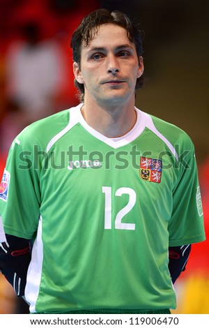 BANGKOK,THAILAND-NOVEMBER 06:Libor Gercak of Czech Republic looks on during the FIFA Futsal World Cup  between Egypt and Czech Republic at Indoor Stadium Huamark on Nov6,2012 in,Thailand.