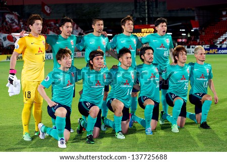 NONTHABURI,THAILAND-MAY01:Players of Urawa Red Diamonds pose for a photo during the AFC Champions League between Muangthong Utd.and Urawa Red Diamonds at SCG Stadium on May1,2013 in,Thailand.