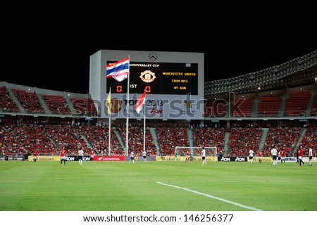 BANGKOK,THAILAND-JULY13: View of Rajamangala Stadium during the friendly match between Singha All Star XI and Manchester United at Rajamangala Stadium on July 13, 2013 in Thailand.