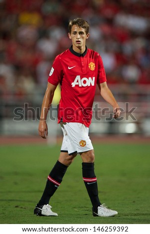BANGKOK THAILAND-JULY13:Adnan Januzaj of Manchester United in action during the friendly match between Singha All Star XI and Manchester United at Rajamangala Stadium on July13,2013 in Thailand.