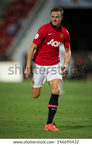 BANGKOK THAILAND-JULY13:Jonny Evans of Manchester United in action during the friendly match between Singha All Star XI and Manchester United at Rajamangala Stadium on July13,2013 in Thailand.
