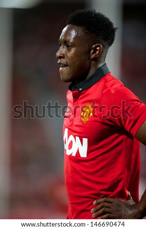 BANGKOK THAILAND-JULY13:Daniel Welbeck of Manchester United waits for a corner during the friendly match between Singha All Star and Manchester United at Rajamangala Stadium on July13,2013in Thailand.