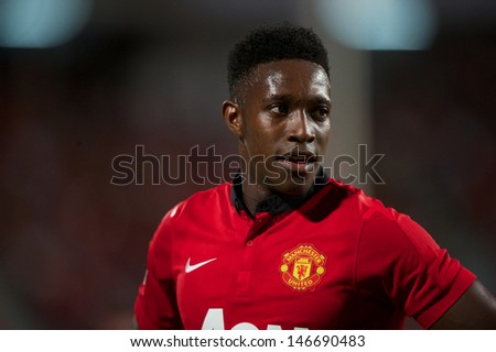 BANGKOK THAILAND-JULY13:Daniel Welbeck  of Manchester United in action during the friendly match between Singha All Star and Manchester United at Rajamangala Stadium on July13,2013 in Thailand.