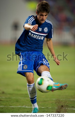 BANGKOK,THAILAND-JULY17: Lucas Piazon of Chelsea in action during the international friendly match Chelsea FC and Singha Thailand All-Star XI at the Rajamangala Stadium on July17, 2013 in Thailand.