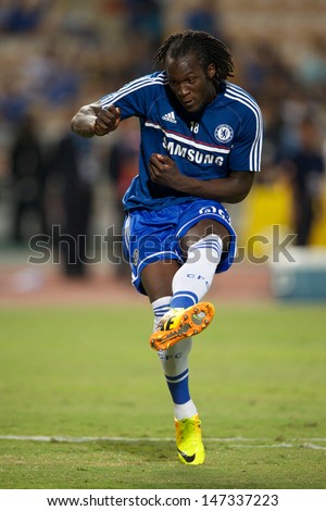 BANGKOK,THAILAND-JULY17: Romelu Lukaku of Chelsea in action during the international friendly match Chelsea FC and Singha Thailand All-Star XI at the Rajamangala Stadium on July17, 2013 in Thailand.