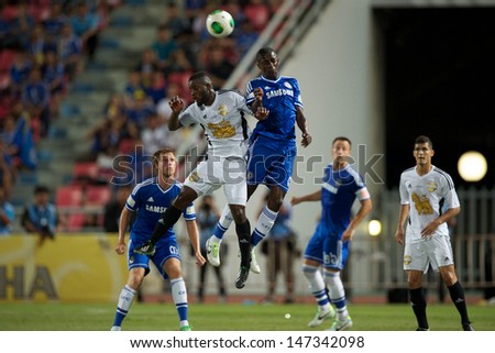 BANGKOK,THAILAND-JULY17:Rameires (L3) of Chelsea in action during the international friendly match Chelsea FC and Singha Thailand All-Star at the Rajamangala Stadium on July17,2013 inThailand.