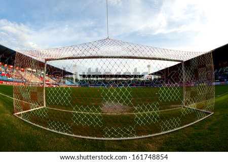 RAYONG,THAILAND-28 AUGUST:Panoramic view of PTT Stadium  during Thai FA Cup between Muangthong United and PTT Rayong F.C.at PTT Stadium on Aug 28,2013 in Thailand