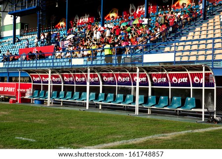 RAYONG,THAILAND-28 AUGUST:Unidentified View of PTT Stadium  during Thai FA Cup between Muangthong United and PTT Rayong F.C.at PTT Stadium on Aug 28,2013 in Thailand