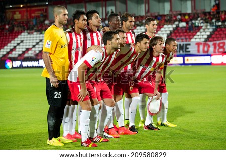BANGKOK THAILAND-Jul 30:Players  of UD Almeria shot photo during the LFP World Challenge 2014 between Muangthong UTD. and UD Almeria at SCG Stadium on July30,2014,Thailand