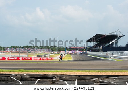 BURIRAM THAILAND-OCTOBER 5:View of Chang International Circuit before start the Autobacs Super GT Round7 Burirum United Super GT Race at Chang International Circuit,on Oct 05,2014 in,Thailand