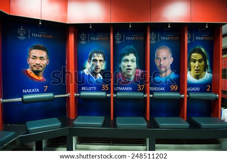 BANGKOK,THAILAND-DECEMBER 05: Athletic dressing rooms team of Team Cannavaro during the Global Legends Series match, at the SCG Stadium on December 5, 2014 in Bangkok, Thailand.