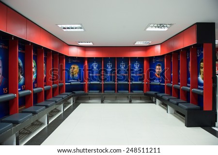 BANGKOK,THAILAND-DECEMBER 05: View athletic dressing rooms team of Team Cannavaro during the Global Legends Series match, at the SCG Stadium on December 5, 2014 in Bangkok, Thailand.
