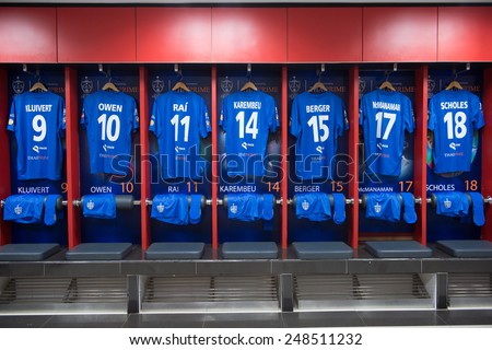 BANGKOK,THAILAND-DECEMBER 05:Athletic dressing rooms team of Team Cannavaro during the Global Legends Series match, at the SCG Stadium on December 5, 2014 in Bangkok, Thailand.