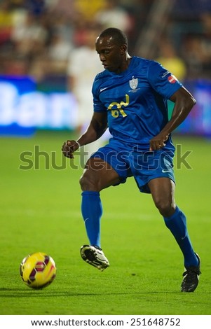 BANGKOK, THAILAND - DECEMBER 05: Dwight Yorke of Team Cannavaro in action during the Global Legends Series match, at the SCG Stadium on December 5, 2014 in Bangkok, Thailand.