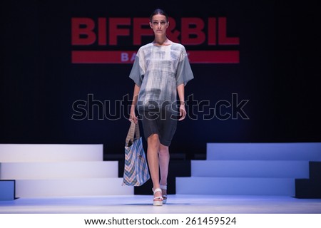 NONTHABURI THAILAND- MARCH 12:A model walks the runway at the Urban Adventure show during BIFF&BIL Bangkok international Fashion Fair 2015 at IMPACT Challenger Hall on March 12,2015 in,Thailand
