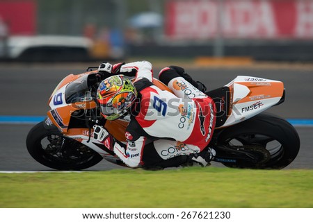 BURIRAM,THAILAND-MARCH21:Ratthapark Wilairot of Core Motorsport Thailand Team rides during Qualifying at the Supersport World Championship.at Chang International Circuit on March21,2015 in Thailand.